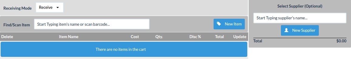 Receivings page